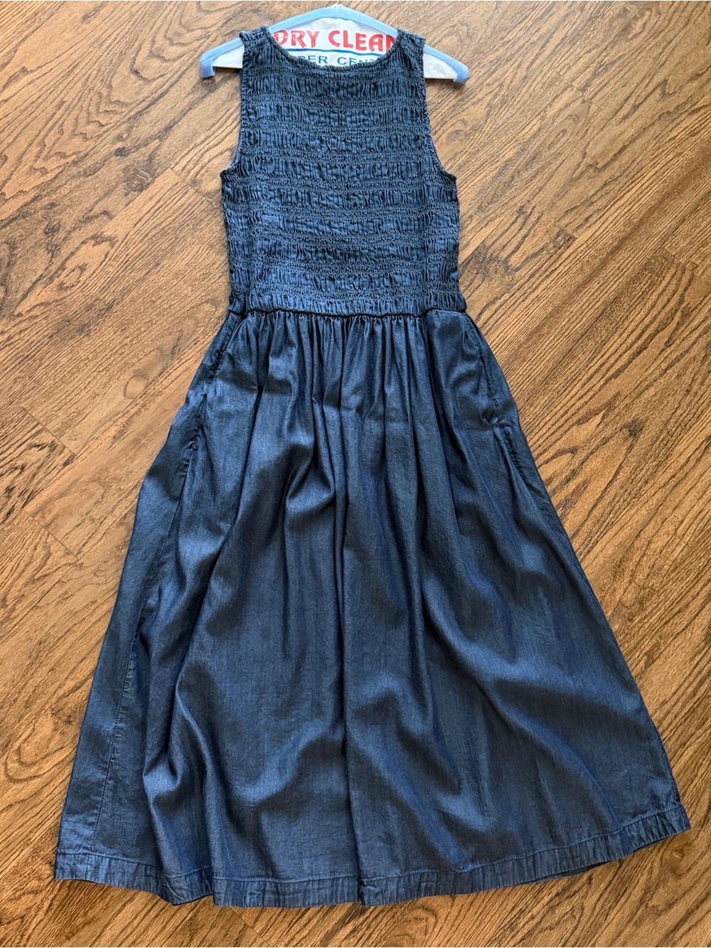 Madewell Denim Smocked Boat Neck Maxi Dress Medium - Picture 3 of 6